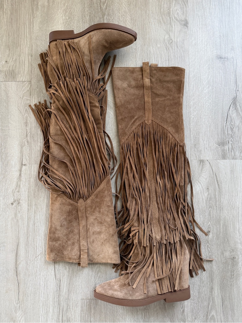 Ash | Gipsy Tall Fringed Suede Leather Over-The-Knee Boots Russet Festival 37 - Picture 2 of 13